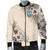 Guam Men's Bomber Jacket - The Beige Hibiscus Beige - Polynesian Pride