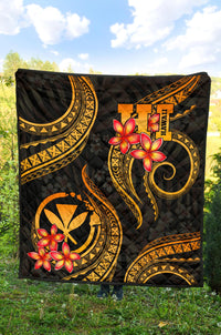 Polynesian Hawaii Premium Quilt - Gold Plumeria - Polynesian Pride