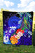 Polynesian Hawaii Custom Personalised Premium Quilt - Humpback Whale with Tropical Flowers (Blue) - Polynesian Pride