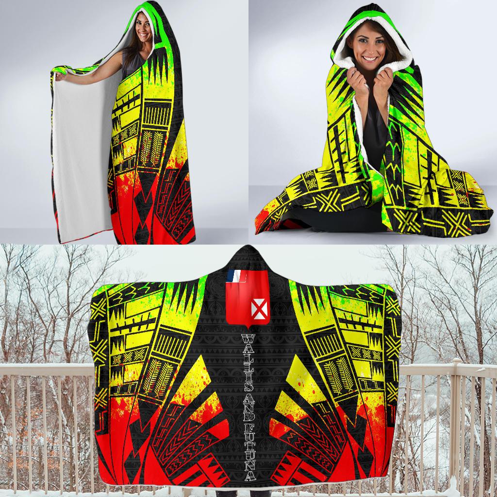 Wallis And Futuna Hooded Blanket - Polynesian Tattoo Reggae - Polynesian Pride