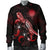 Marshall Islands Polynesian Men's Bomber Jacket - Turtle With Blooming Hibiscus Red - Polynesian Pride