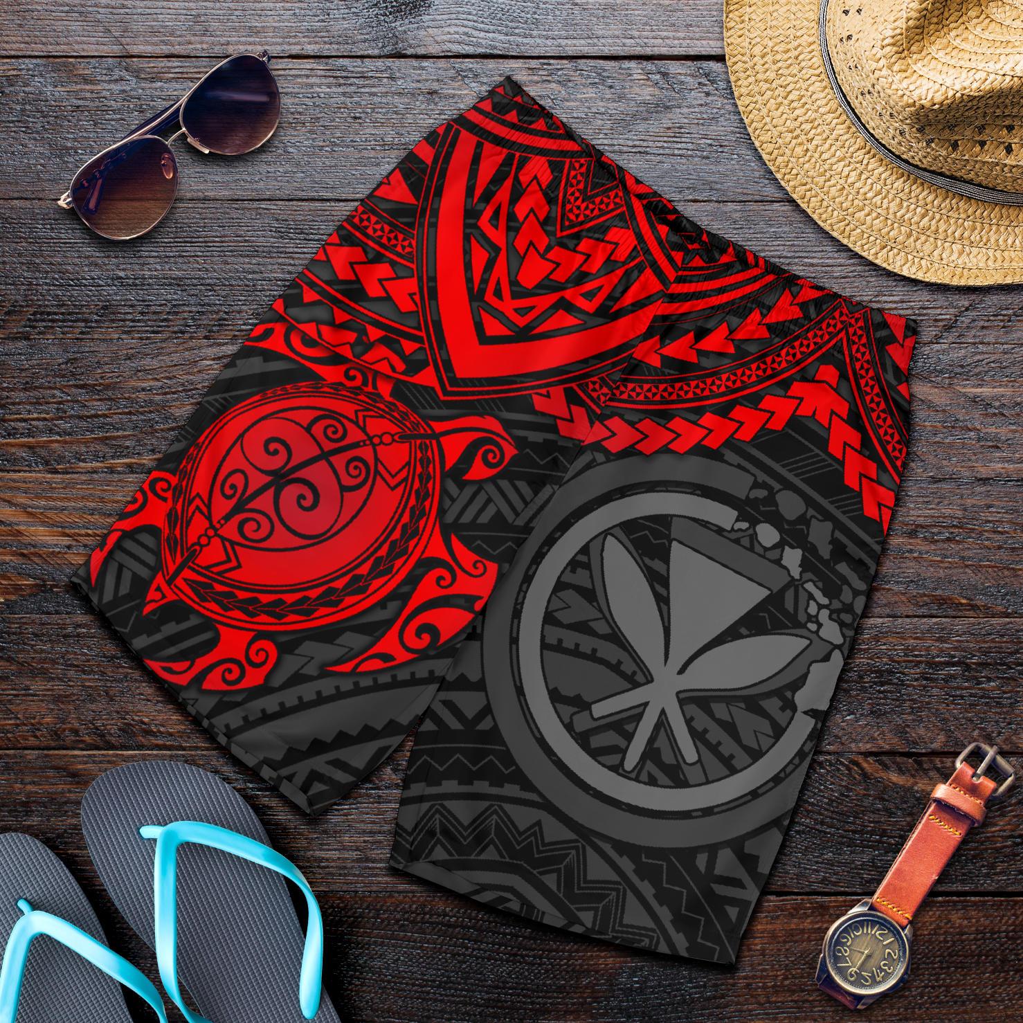 Polynesian Hawaii Short (Men) - Red Turtle RED - Polynesian Pride