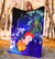 American Samoa Polynesian Premium Blanket - Humpback Whale with Tropical Flowers (Blue) - Polynesian Pride