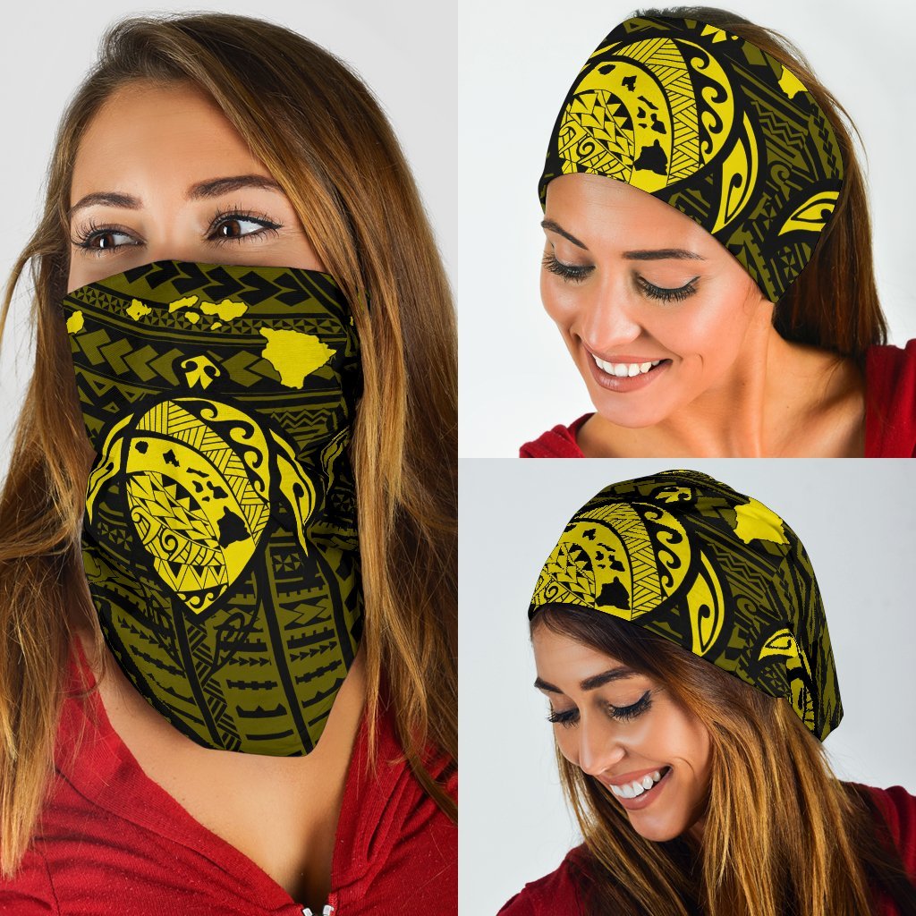 Hawaii Map Polynesian Turtle Bandana 3 - Pack - AH - Yellow - Polynesian Pride