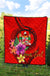 Fiji Polynesian Custom Personalised Premium Quilt - Floral With Seal Red - Polynesian Pride
