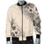 Kosrae Men's Bomber Jacket - The Beige Hibiscus Black - Polynesian Pride