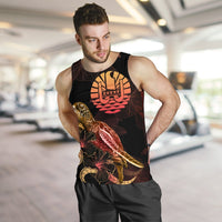 Tahiti Men Tank Top - Turtle With Blooming Hibiscus Gold - Polynesian Pride