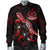 Vanuatu Polynesian Men's Bomber Jacket - Turtle With Blooming Hibiscus Red - Polynesian Pride