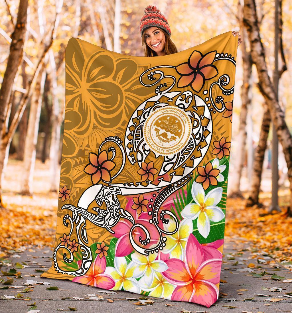 FSM Premium Blanket - Turtle Plumeria (Gold) - Polynesian Pride