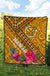 Hawaii Premium Quilt - Kanaka Maoli With Hibiscus On Polynesian Patterns (YELLOW) - Polynesian Pride