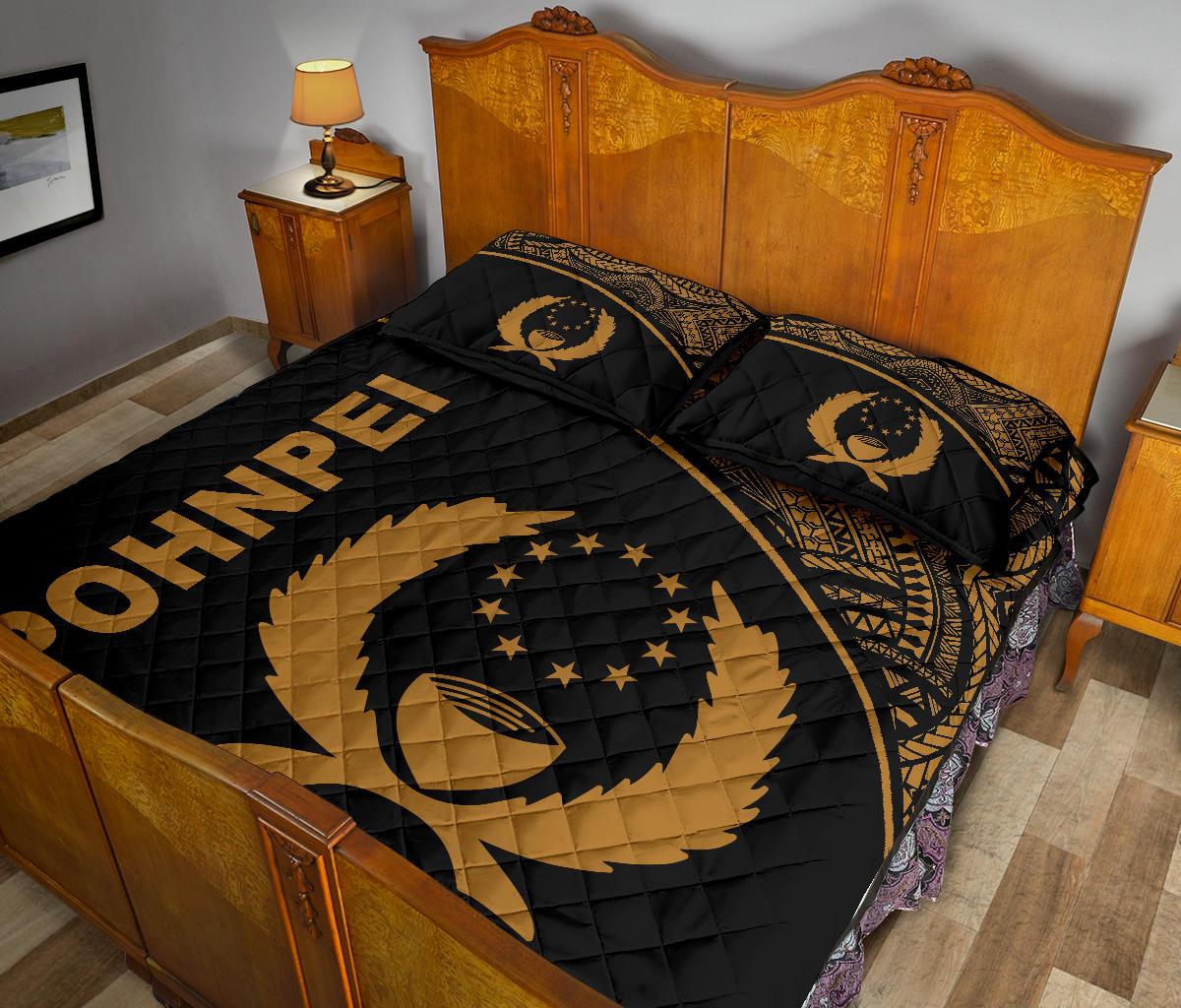 Pohnpei Quilt Bed Set - Chuuk Flag Curve Version - Polynesian Pride