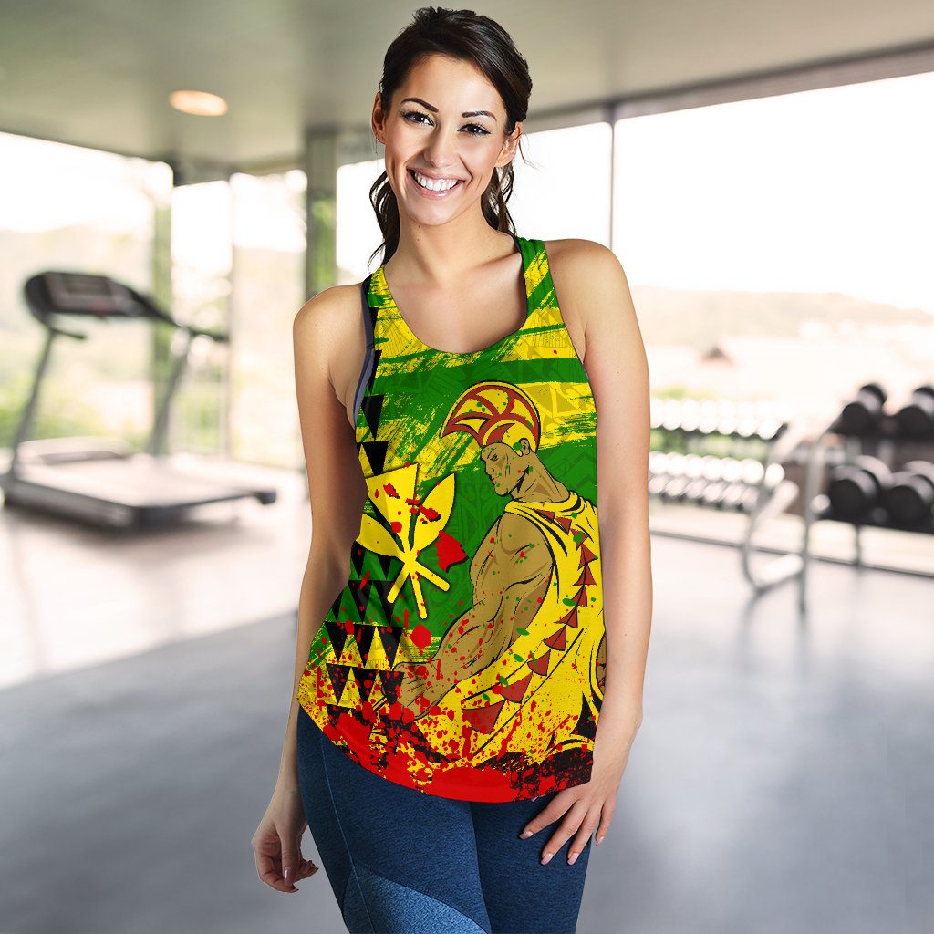 Hawaii Reggae Kanaka Maoli Warrior Spearhead Women's Racerback Tank - Polynesian Pride