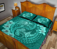 Hawaii Polynesian Turtle Tropical Hibiscus Plumeria Quilt Bet Set - Turquoise - Polynesian Pride