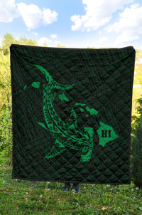Hawaii Shark Green Polynesian Premium Quilt - Polynesian Pride