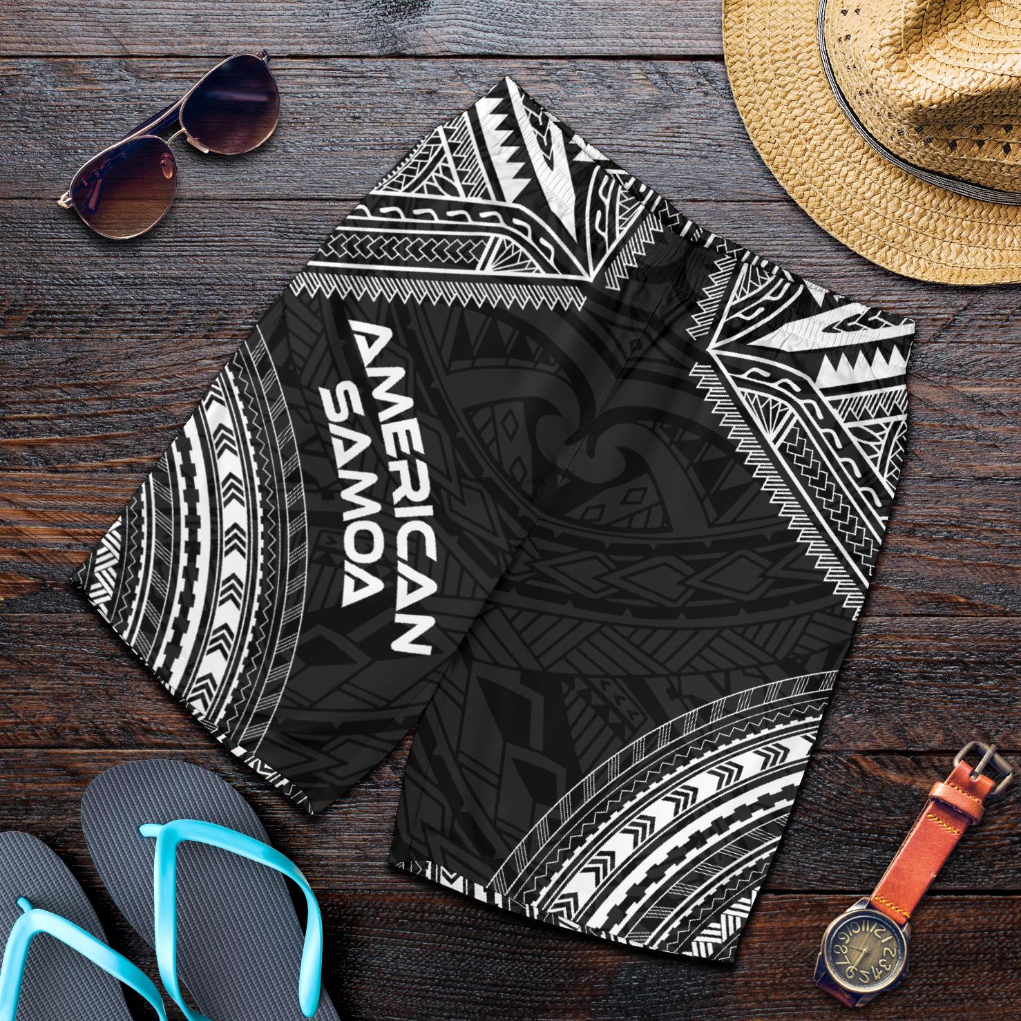 American Samoa Men's Shorts - Polynesian Chief Black Version Black - Polynesian Pride