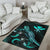 Hawaii Polynesian Area Rugs - Turtle With Blooming Hibiscus Turquoise - Polynesian Pride