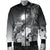 Marshall Islands Men's Bomber Jacket - Humpback Whale with Tropical Flowers (White) - Polynesian Pride