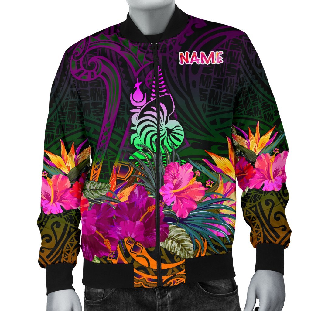 New Caledonia Polynesian Personalised Men's Bomber Jacket - Summer Hibiscus - Polynesian Pride