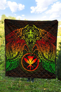 Hawaii Polynesian Premium Quilt - Reggae Kanaka Maoli Turtle Manta Ray - Polynesian Pride