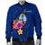 Guam Polynesian Men's Bomber Jacket - Floral With Seal Blue - Polynesian Pride