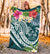 Fiji Polynesian Premium Blanket - Summer Plumeria (Turquoise) - Polynesian Pride