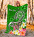 Tahiti Custom Personalised Premium Blanket - Turtle Plumeria (Green) - Polynesian Pride