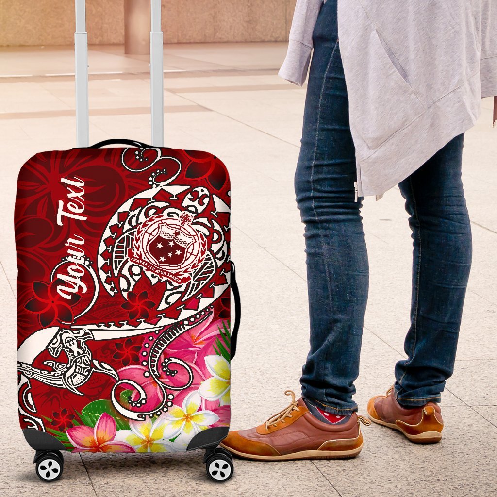 Samoa Custom Personalised Luggage Covers - Turtle Plumeria (Red) Red - Polynesian Pride