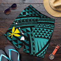 Hawaii Men Short - Blue Hawaiian Tribal Seamless Pattern - Polynesian Pride