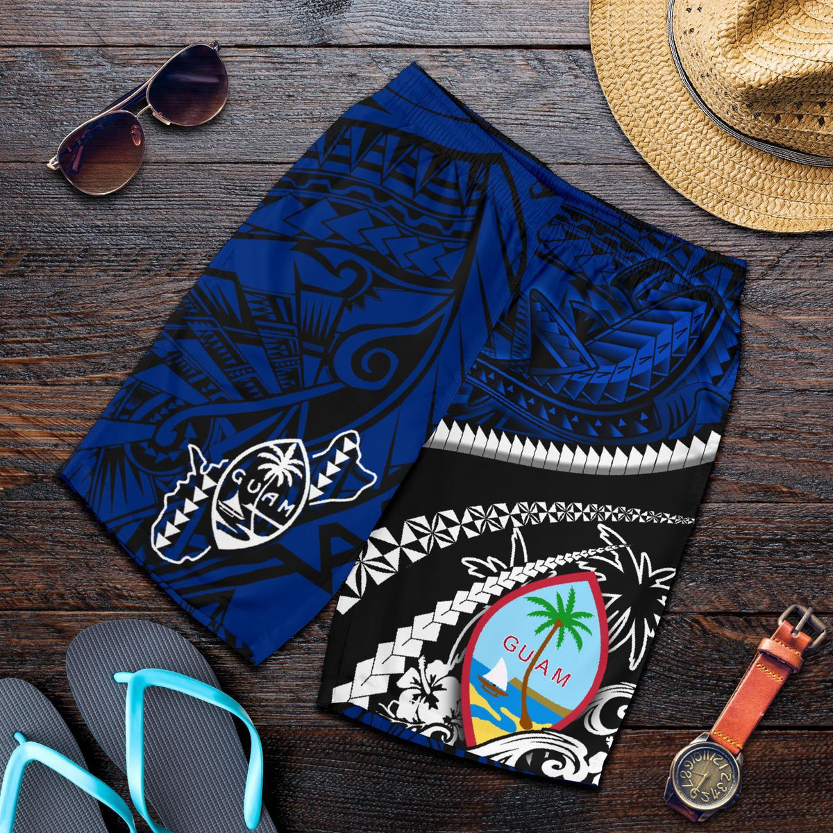 Guam Men Shorts Polynesian Shark Tattoo - Polynesian Pride