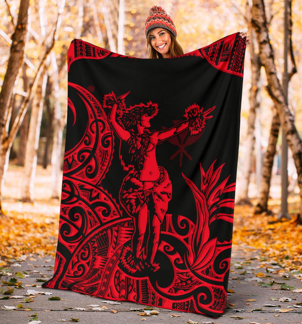 Polynesian Hawaii Premium Blanket - Hula Girl Red - Polynesian Pride