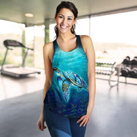 Hawaii Women's Racerback Tank - Turtle Under Sea - Polynesian Pride