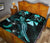 Wallis and Futuna Polynesian Quilt Bed Set - Turtle With Blooming Hibiscus Turquoise - Polynesian Pride