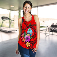 Guam Polynesian Women's Racerback Tank - Floral With Seal Red - Polynesian Pride