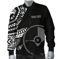 Yap Personalised Custom Men's Bomber Jacket - Micronesian Pattern Flash Black - Polynesian Pride