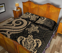Palau Quilt Bed Set - Gold Tentacle Turtle - Polynesian Pride