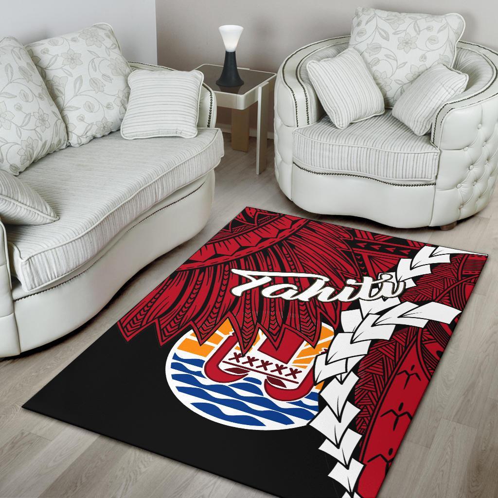 Tahiti Polynesian Are Rug - Tribal Wave Tattoo Flag Style - Polynesian Pride
