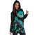 Tahiti Polynesian Hoodie Dress - Turtle With Blooming Hibiscus Turquoise - Polynesian Pride