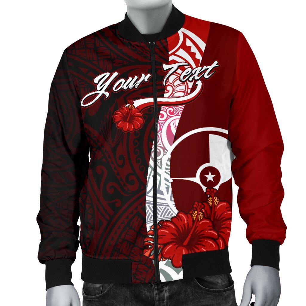 Yap Micronesia Custom Personalised Men's Bomber Jacket - Coat Of Arm With Hibiscus - Polynesian Pride