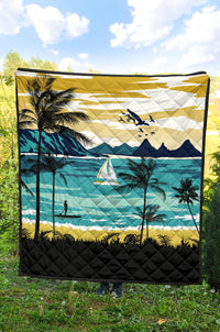 Hawaiian Poster View Classic Premium Quilt - Polynesian Pride