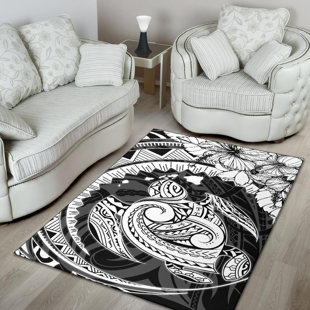 Hawaiian Map Kanaka Honu Hibiscus Globular Polynesian Area Rug AH - Polynesian Pride