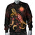 Marshall Islands Polynesian Men's Bomber Jacket - Turtle With Blooming Hibiscus Gold - Polynesian Pride