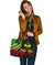 Wallis and Futuna Large Leather Tote - Reggae Tentacle Turtle - Polynesian Pride