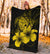 Hawaii Hibiscus Premium Blanket - Turtle Map - Yellow AH - Polynesian Pride