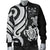 Fiji Polynesian Men Bomber Jacket - White Tentacle Turtle Crest - Polynesian Pride