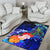 Custom Personalised Yap Area Rug - Humpback Whale with Tropical Flowers (Blue) - Polynesian Pride