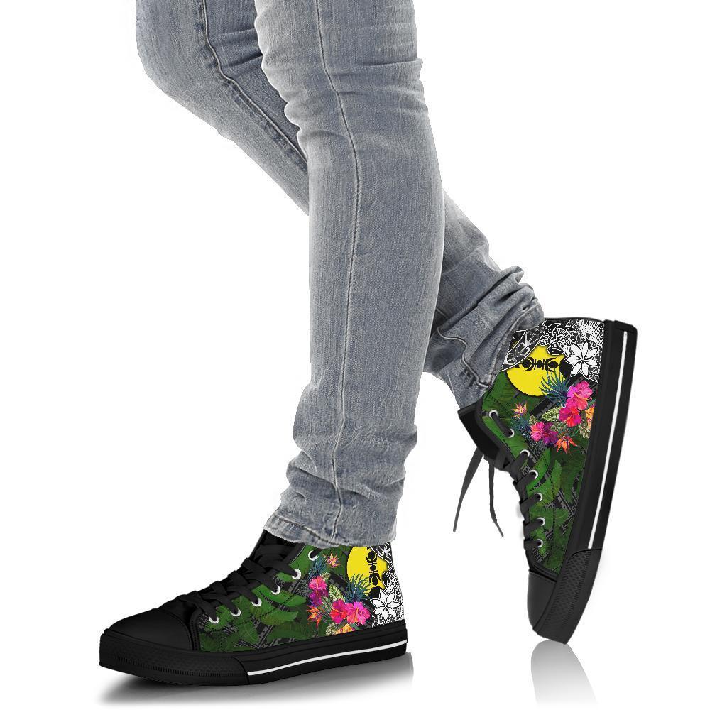 New Caledonia High Top Shoes - Turtle Plumeria Banana Leaf - Polynesian Pride