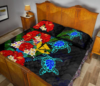 Kanaka Maoli (Hawaiian) Quilt Bed Set - Polynesian Hibiscus Turtle Palm Leaves - Polynesian Pride