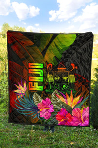 Fiji Polynesian Premium Quilt - Hibiscus and Banana Leaves - Polynesian Pride