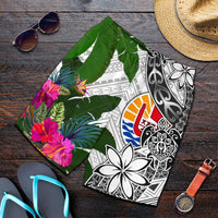 Tahiti Men's Short White - Turtle Plumeria Banana Leaf - Polynesian Pride