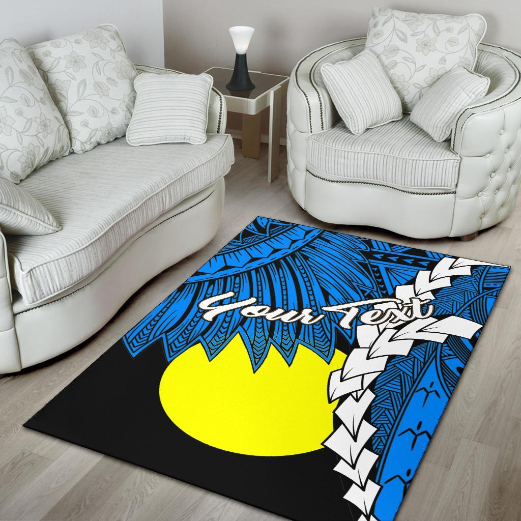 Palau Polynesian Custom Personalised Are Rug - Tribal Wave Tattoo Flag Style - Polynesian Pride